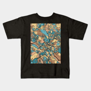 Leeds Map Pattern in Mid Century Pastel Kids T-Shirt